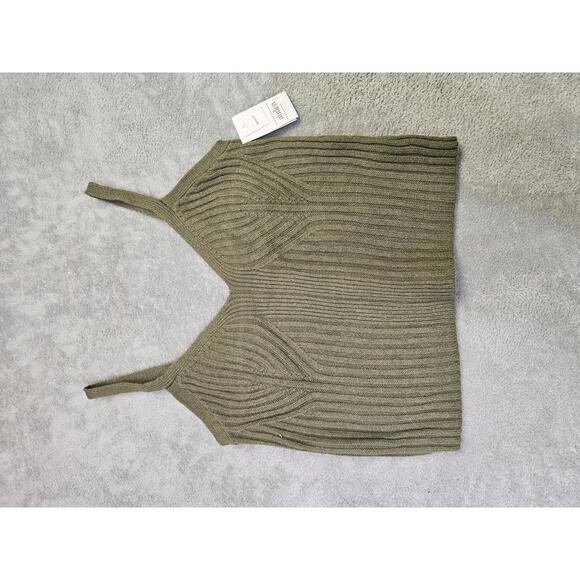 New Auden Women's Olive Green Knitted Cropped Tank Top Sleepwear Size XS - Picture 1 of 2